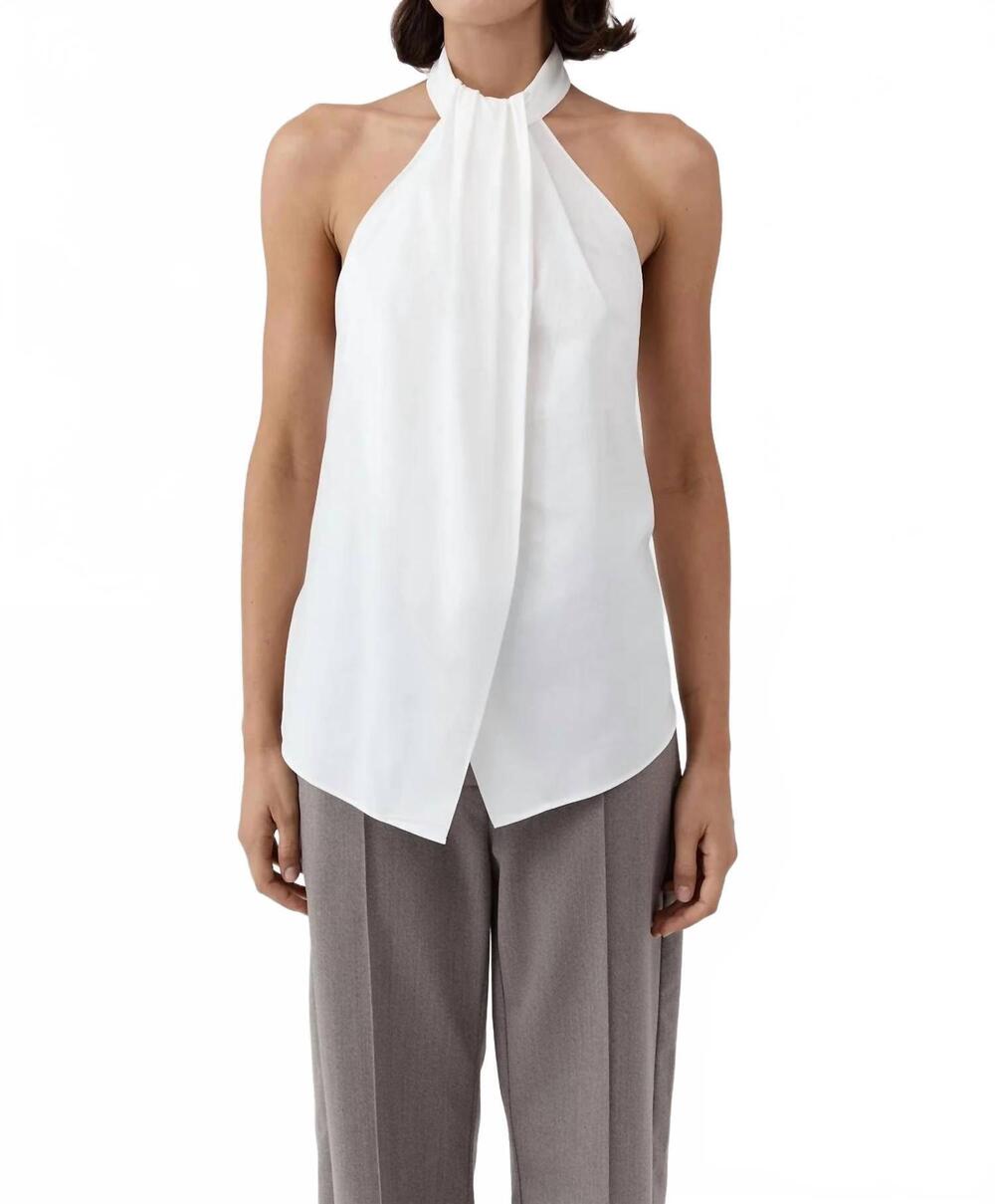NEW ST. AGNI oxford halter tie back top in white